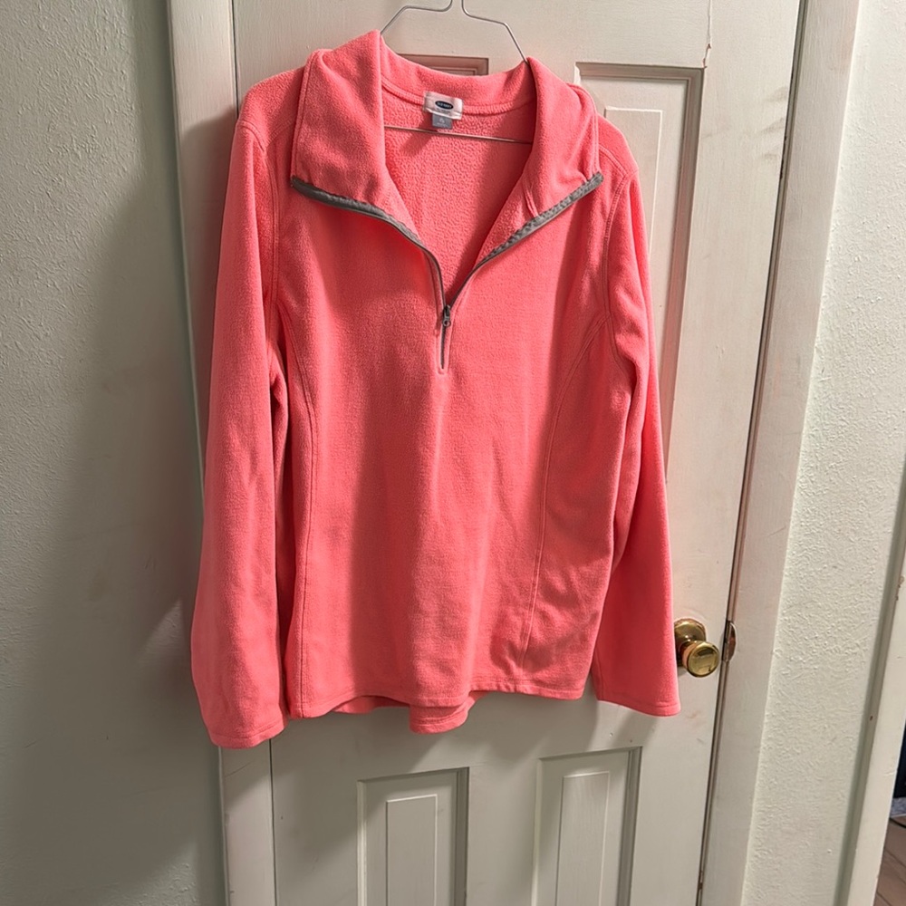 Women's Pink Quarter-Zip Fleece Top